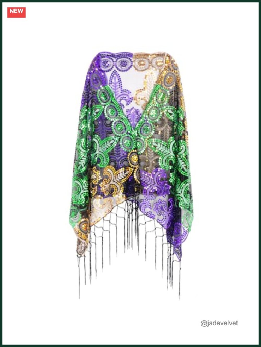 Mardi Gras Shawl Scarf Cape Poncho Women Costume Accessory